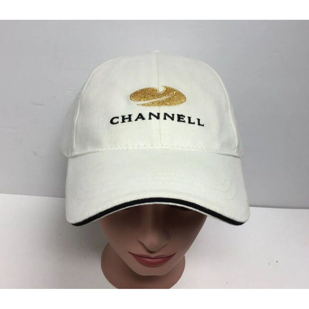 Textile Graphics Channell Hat Cream Gold & Black Spell Out Logo size Adjustable